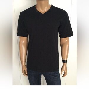 BEYOND BLACK & WHITE Black Heather V-Neck T-Shirt Size L